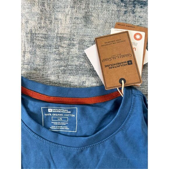 NWT! Mountain Warehouse Blue Explore The Unknown Organic Cotton Tee Large - Picture 3 of 5